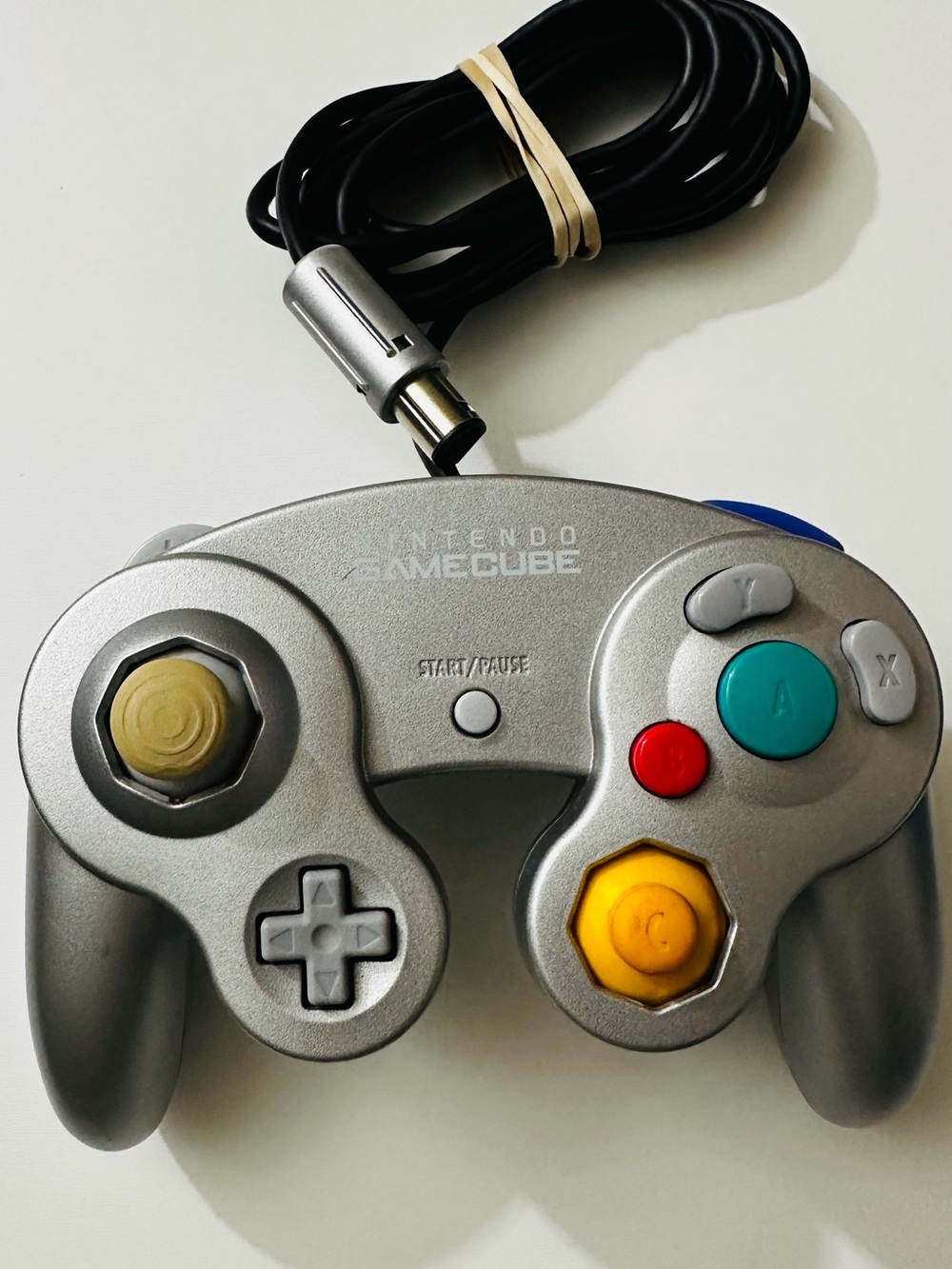 Nintendo GameCube Silver Wired Controller - Silver/Yellow/Teal
